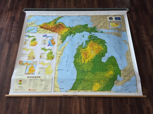 Vintage nystrom pull down map - vintage, pull-down
