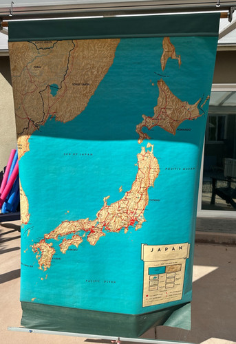 1962 japan pull down map - map, john