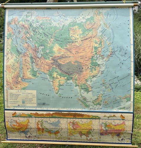 Vintage asia pull down - vintage, map